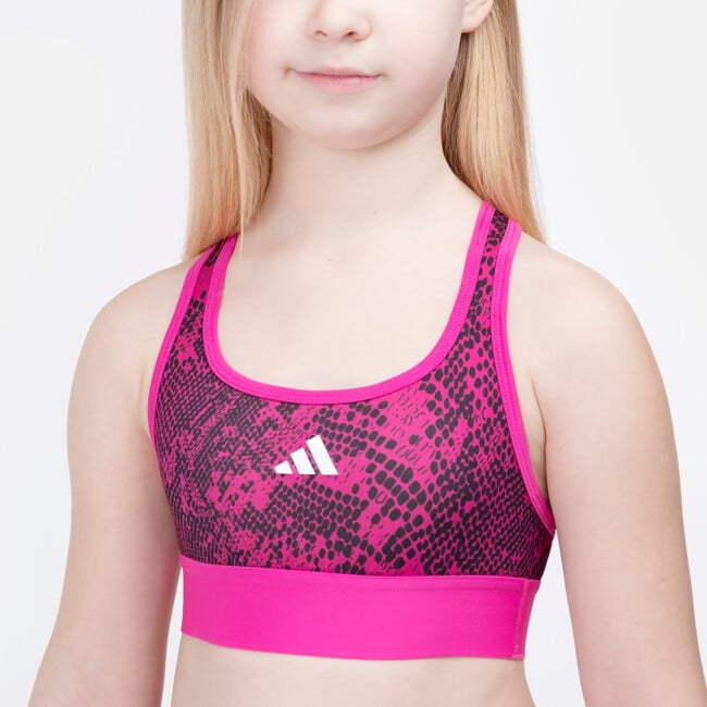 Adidas girl's aeroready powerreact animal print padded sports bra