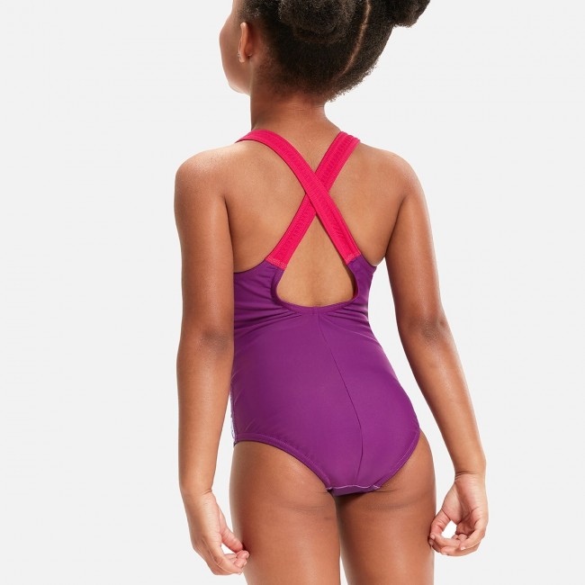 Speedo girls learn to swim printed crossback one piece swimsuit